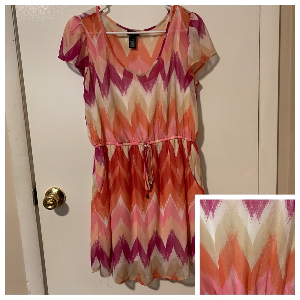 3/$15 Rue21 Pink Chevron Dress with Pockets